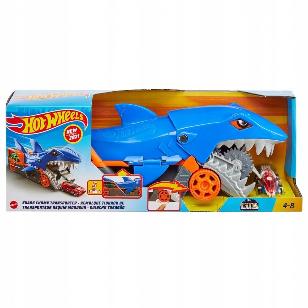 Hot Wheels City Shark Chomp Transporter s anglickým GVG36